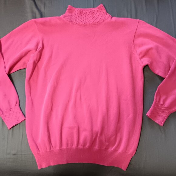 Vintage Cleo Petites Fuchsia Cotton Sweater 90s Stitch Detail Small - Picture 1 of 6